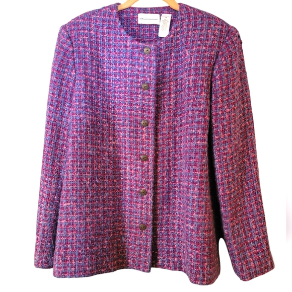 Alfred Dunner Purple Knitted Lightweight Blazer Size 14 - Picture 1 of 7